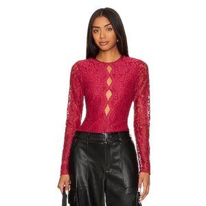 NWT CAMI NYC Womens XS Josefina Lace Cutout Top in Amaranth (Pink) Revolve